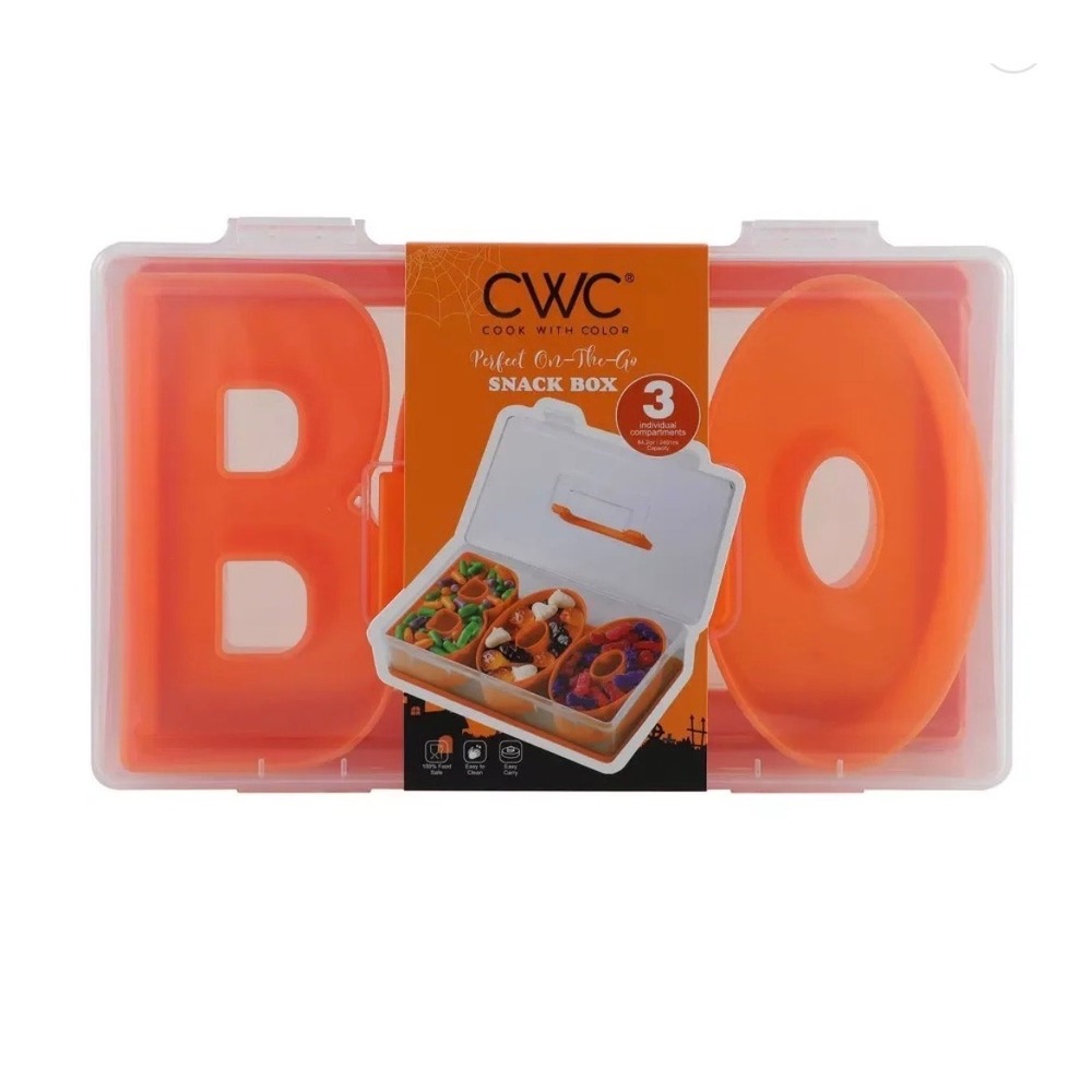 Cook With Color Halloween BOO Snack Box Divided Serving Tray Party Work Orange